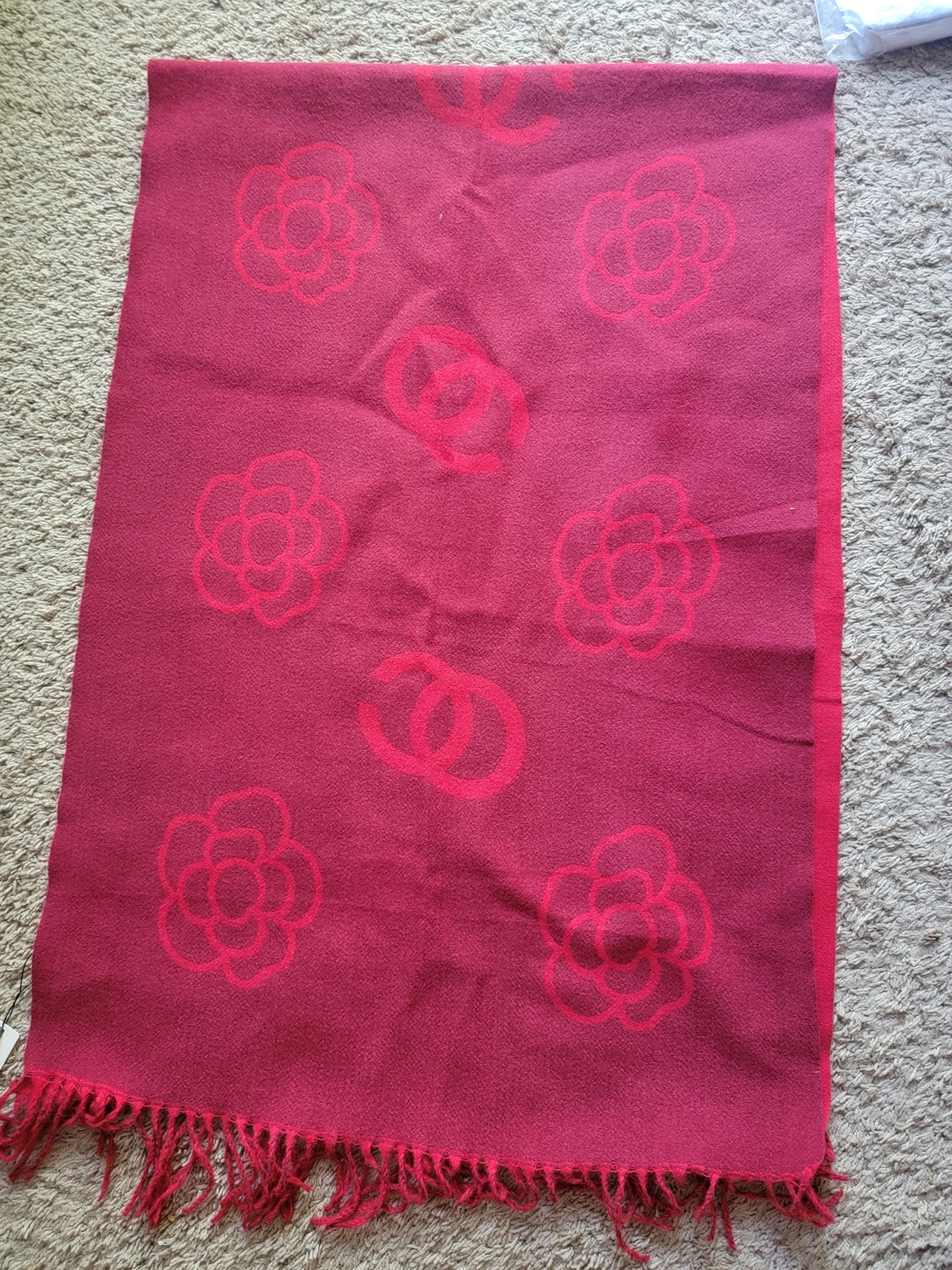 Red Floral Fringe Throw Blanket - Unbranded - Picture 3 of 4